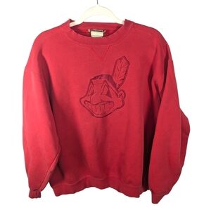Vintage MLB Cleveland Indians Chief Wahoo Embroidered Mens Sweater Size Large